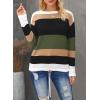 imageDokotoo Round Neck Striped Womens Fashion Clothes Cute Color Block Pullover Fall Sweaters for Women 2025 Women ClothingGreen