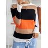 imageDokotoo Round Neck Striped Womens Fashion Clothes Cute Color Block Pullover Fall Sweaters for Women 2025 Women ClothingOrange