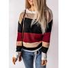 imageDokotoo Round Neck Striped Womens Fashion Clothes Cute Color Block Pullover Fall Sweaters for Women 2025 Women ClothingRed