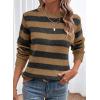 imageDokotoo Sweaters for Women 2025 Crewneck Striped Cute Color Block Fall Winter Knitted Pullover TopsAblack Stripe