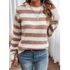 imageDokotoo Sweaters for Women 2025 Crewneck Striped Cute Color Block Fall Winter Knitted Pullover TopsAbrown