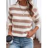 imageDokotoo Sweaters for Women 2025 Crewneck Striped Cute Color Block Fall Winter Knitted Pullover TopsAbrown