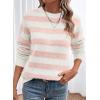 imageDokotoo Sweaters for Women 2025 Crewneck Striped Cute Color Block Fall Winter Knitted Pullover TopsApricot Pink