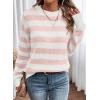 imageDokotoo Sweaters for Women 2025 Crewneck Striped Cute Color Block Fall Winter Knitted Pullover TopsApricot Pink