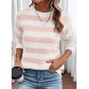 imageDokotoo Sweaters for Women 2025 Crewneck Striped Cute Color Block Fall Winter Knitted Pullover TopsApricot Pink