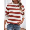 imageDokotoo Sweaters for Women 2025 Crewneck Striped Cute Color Block Fall Winter Knitted Pullover TopsAred Stripe
