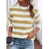 imageDokotoo Sweaters for Women 2025 Crewneck Striped Cute Color Block Fall Winter Knitted Pullover TopsBeige