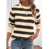 imageDokotoo Sweaters for Women 2025 Crewneck Striped Cute Color Block Fall Winter Knitted Pullover TopsBeige Stripe