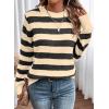 imageDokotoo Sweaters for Women 2025 Crewneck Striped Cute Color Block Fall Winter Knitted Pullover TopsBeige Stripe