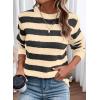 imageDokotoo Sweaters for Women 2025 Crewneck Striped Cute Color Block Fall Winter Knitted Pullover TopsBeige Stripe