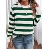 imageDokotoo Sweaters for Women 2025 Crewneck Striped Cute Color Block Fall Winter Knitted Pullover TopsBlackish Green