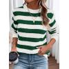 imageDokotoo Sweaters for Women 2025 Crewneck Striped Cute Color Block Fall Winter Knitted Pullover TopsBlackish Green