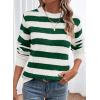 imageDokotoo Sweaters for Women 2025 Crewneck Striped Cute Color Block Fall Winter Knitted Pullover TopsBlackish Green