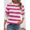 imageDokotoo Sweaters for Women 2025 Crewneck Striped Cute Color Block Fall Winter Knitted Pullover TopsBpink