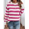 imageDokotoo Sweaters for Women 2025 Crewneck Striped Cute Color Block Fall Winter Knitted Pullover TopsBpink