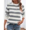 imageDokotoo Sweaters for Women 2025 Crewneck Striped Cute Color Block Fall Winter Knitted Pullover TopsDark Grey