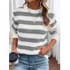 imageDokotoo Sweaters for Women 2025 Crewneck Striped Cute Color Block Fall Winter Knitted Pullover TopsDark Grey