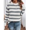 imageDokotoo Sweaters for Women 2025 Crewneck Striped Cute Color Block Fall Winter Knitted Pullover TopsDark Grey