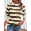 imageDokotoo Sweaters for Women 2025 Crewneck Striped Cute Color Block Fall Winter Knitted Pullover TopsDesert Palm