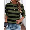 imageDokotoo Sweaters for Women 2025 Crewneck Striped Cute Color Block Fall Winter Knitted Pullover TopsGreen Stripe