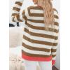 imageDokotoo Sweaters for Women 2025 Crewneck Striped Cute Color Block Fall Winter Knitted Pullover TopsKhaki Stripe