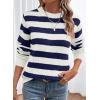 imageDokotoo Sweaters for Women 2025 Crewneck Striped Cute Color Block Fall Winter Knitted Pullover TopsNavy Blue