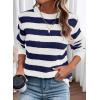 imageDokotoo Sweaters for Women 2025 Crewneck Striped Cute Color Block Fall Winter Knitted Pullover TopsNavy Blue