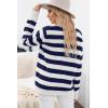 imageDokotoo Sweaters for Women 2025 Crewneck Striped Cute Color Block Fall Winter Knitted Pullover TopsNavy Blue