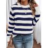 imageDokotoo Sweaters for Women 2025 Crewneck Striped Cute Color Block Fall Winter Knitted Pullover TopsNavy Blue