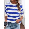 imageDokotoo Sweaters for Women 2025 Crewneck Striped Cute Color Block Fall Winter Knitted Pullover TopsSky Blue Stripe