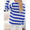 imageDokotoo Sweaters for Women 2025 Crewneck Striped Cute Color Block Fall Winter Knitted Pullover TopsSky Blue Stripe
