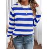 imageDokotoo Sweaters for Women 2025 Crewneck Striped Cute Color Block Fall Winter Knitted Pullover TopsSky Blue Stripe