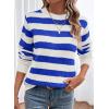 imageDokotoo Sweaters for Women 2025 Crewneck Striped Cute Color Block Fall Winter Knitted Pullover TopsSky Blue Stripe
