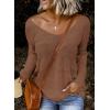 imageDokotoo Womens 2025 Spring Fall Color Block Stripes VNeck Long Sleeve Knit Casual Tops Tunic Pullover SweatersE Coffee