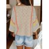 imageDokotoo Womens 2025 Summer Tops Casual Color Block Striped Lightweight Knit Trendy Boho Clothes Pullover SweatersB Beige 2