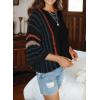 imageDokotoo Womens 2025 Summer Tops Casual Color Block Striped Lightweight Knit Trendy Boho Clothes Pullover SweatersB Black