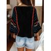 imageDokotoo Womens 2025 Summer Tops Casual Color Block Striped Lightweight Knit Trendy Boho Clothes Pullover SweatersB Black