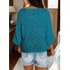 imageDokotoo Womens 2025 Summer Tops Casual Color Block Striped Lightweight Knit Trendy Boho Clothes Pullover SweatersB Blue