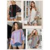 imageDokotoo Womens 2025 Summer Tops Casual Color Block Striped Lightweight Knit Trendy Boho Clothes Pullover SweatersB Purple