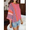 imageDokotoo Womens 2025 Summer Tops Casual Color Block Striped Lightweight Knit Trendy Boho Clothes Pullover SweatersB Rose 2