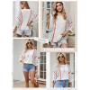 imageDokotoo Womens 2025 Summer Tops Casual Color Block Striped Lightweight Knit Trendy Boho Clothes Pullover SweatersB White