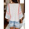 imageDokotoo Womens 2025 Summer Tops Casual Color Block Striped Lightweight Knit Trendy Boho Clothes Pullover SweatersB White