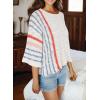 imageDokotoo Womens 2025 Summer Tops Casual Color Block Striped Lightweight Knit Trendy Boho Clothes Pullover SweatersB White