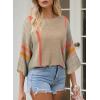 imageDokotoo Womens 2025 Summer Tops Casual Color Block Striped Lightweight Knit Trendy Boho Clothes Pullover SweatersH Beige