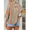 imageDokotoo Womens 2025 Summer Tops Casual Color Block Striped Lightweight Knit Trendy Boho Clothes Pullover SweatersH Beige