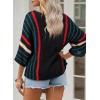 imageDokotoo Womens 2025 Summer Tops Casual Color Block Striped Lightweight Knit Trendy Boho Clothes Pullover SweatersH Black
