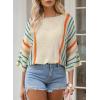 imageDokotoo Womens 2025 Summer Tops Casual Color Block Striped Lightweight Knit Trendy Boho Clothes Pullover SweatersH White