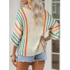 imageDokotoo Womens 2025 Summer Tops Casual Color Block Striped Lightweight Knit Trendy Boho Clothes Pullover SweatersH White