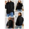 imageDokotoo Womens 2025 Winter Fall Solid Turtleneck High Neck Balloon Long Sleeve Sweaters Pullover OuterwearA Black 01