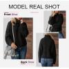 imageDokotoo Womens 2025 Winter Fall Solid Turtleneck High Neck Balloon Long Sleeve Sweaters Pullover OuterwearA Black